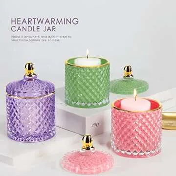 ALAMHI Candy Dish with Lid Glass Decorative Box with Lid, Vintage Jewelry Box Trinket Boxes, Small Candy Jar with Lid Crystal Apothecary Decor Box, Birthday Gifts For Friends Female (Green)