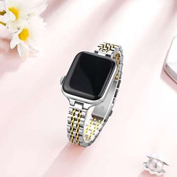 Secbolt Stainless Steel Slim Bands Compatible with Apple Watch 38mm 40mm 41mm iWatch Series 9/8/7/6/...