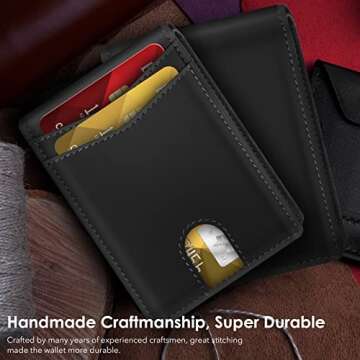 GAOCHALE Minimalist AirTag Wallet for Men in Leather