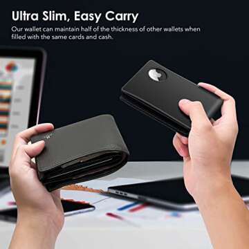 GAOCHALE Minimalist AirTag Wallet for Men in Leather