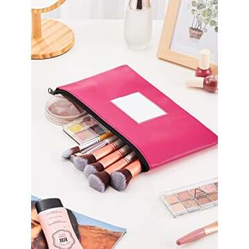 SMARTAKE 5-Pack Money Bags with Zipper, PU Leather Bank Deposit Bags, Waterproof Money Pouch for Organize Cash, Coins, Cosmetics, Invoice, Bills, Tools, 11.5 x 6.2 Inches, Dark Colors