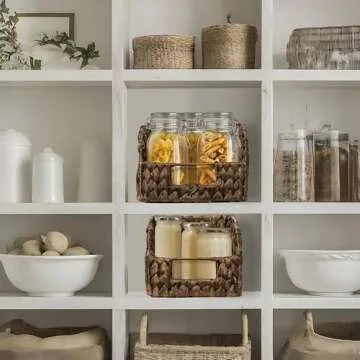 Casafield Set of 2 Water Hyacinth Pantry Baskets with Handles - Organizational Elegance for Kitchen ...