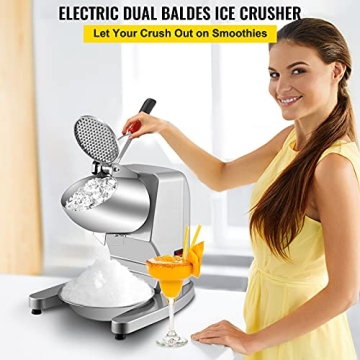 VEVOR 300W Electric Ice Shaver Dual Blade Snow Cone Maker
