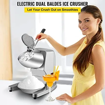 VEVOR 300W Electric Ice Shaver Dual Blade Snow Cone Maker