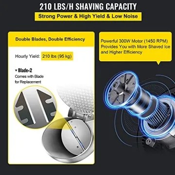 VEVOR 300W Electric Ice Shaver Dual Blade Snow Cone Maker