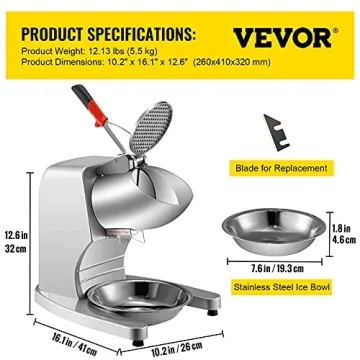 VEVOR 300W Electric Ice Shaver Dual Blade Snow Cone Maker