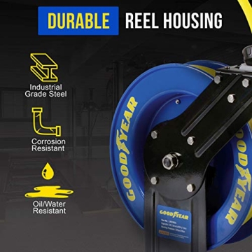 Goodyear 25ft Air Hose Reel Premium SBR Durable Construction