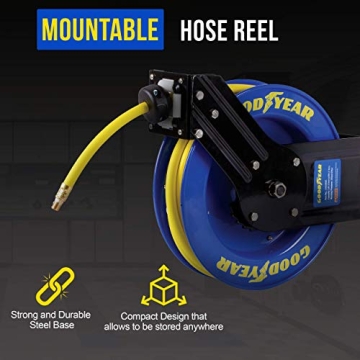 Goodyear 25ft Air Hose Reel Premium SBR Durable Construction