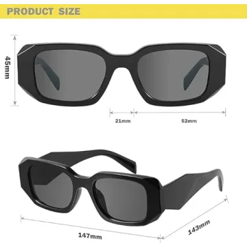 Trendy DUPER Retro Rectangle Black Sunglasses for All