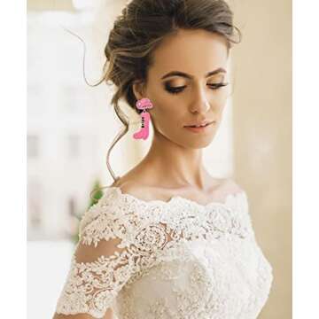 Bride Earrings Western Cowboy Boot Earrings for Women Boho Beaded Cowgirl Hat Dangle Earrings Weddin...