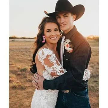 Bride Earrings Western Cowboy Boot Earrings for Women Boho Beaded Cowgirl Hat Dangle Earrings Wedding Bridal Shower Bachelorette Party Jewelry Gifts (Pink)