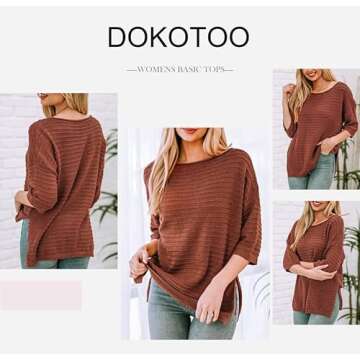 Dokotoo Oversized Off-Shoulder Tunic Tops for Women - Trendy Pullover Sweaters in Brown, X-Large