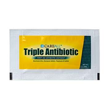 CareAll Triple Antibiotic Ointment 0.9gr (25 Pack) Foil Packet, First Aid for Minor Scrapes, Cuts, and Burns. Helps Prevent Infection. Contains Bacitracin Zinc, Neomycin Sulfate, Polymyxin B Sulfate