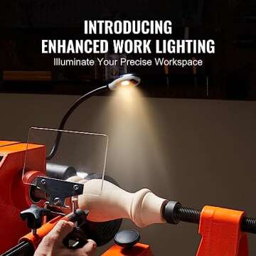 VEVOR Wood Lathe 1 HP with Copy Attachment & Stand