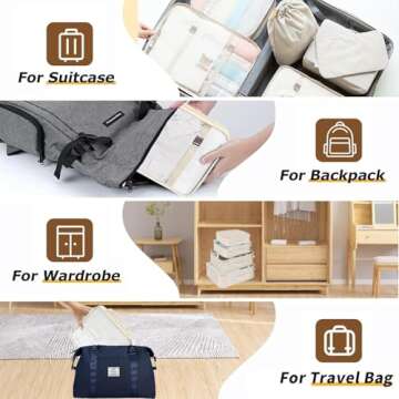LANSKLBD 8 Set Packing Cubes for Suitcases Travel Luggage Packing Organizers,Travel Essentials Luggage Organizer for Travel Accessories Shoe Bag Tioletry Bag Laundry Bag…