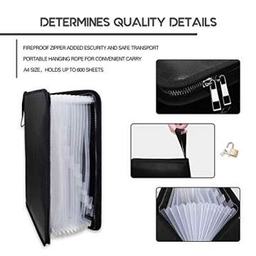 Fireproof Document Bag Fire & Water Resistant File Folder A4 Size 12 Pockets Fireproof Waterproof Safe Document Holder, Non-Itchy Silicone Coated Portable Filing Pouch for Legal Document(Clear)