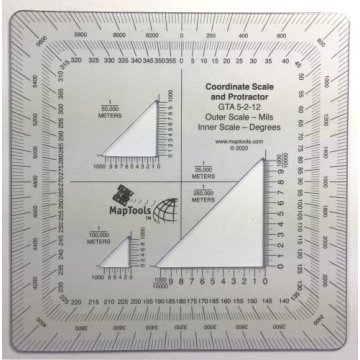 MapTools Military Style UTM/MGRS Coordinate Scale Protractor for Navigation