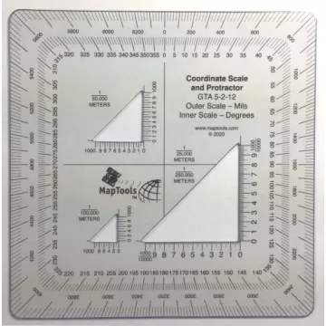 MapTools Military Style UTM/MGRS Coordinate Scale Protractor for Navigation