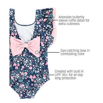 RuffleButts® Girls Moonlit Meadow Butterfly Sleeve One Piece - 4T