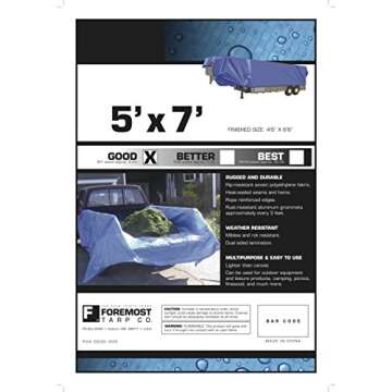 Dry Top Multi-Purpose Economy Poly Tarp, 5x7 Feet, Blue