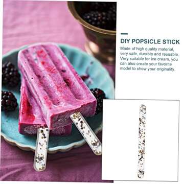 SHOWERORO 50pcs Acrylic Ice Cream Stick Pops Ice Pop Maker Ice Cream Maker Ice Cream Mixture Ice Cream Containers DIY Pan Reusable Pop Ice Mold Ice Poles Clear Giant Candy Craft Sticks Black