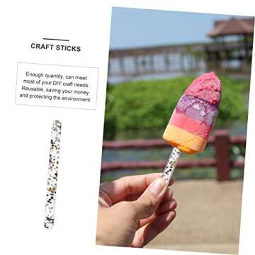 SHOWERORO 50pcs Acrylic Ice Cream Stick Pops Ice Pop Maker Ice Cream Maker Ice Cream Mixture Ice Cream Containers DIY Pan Reusable Pop Ice Mold Ice Poles Clear Giant Candy Craft Sticks Black