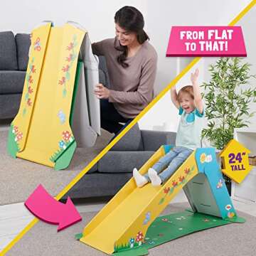 Pop2Play Toddler Playground Indoor Slide for Kids – Durable Eco-Friendly Foldaway Cardboard Slide ...