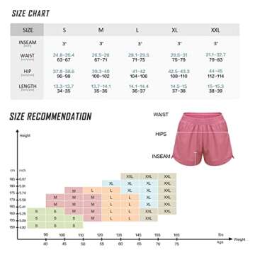 RUNNING GIRL Women’s 3” Running Quick-Dry Athletic Shorts with Zipper Pockets Elastic Waist Gym Outdoor Beach Hiking Workout Volleyball(DK2730_1Pink_S) Pink
