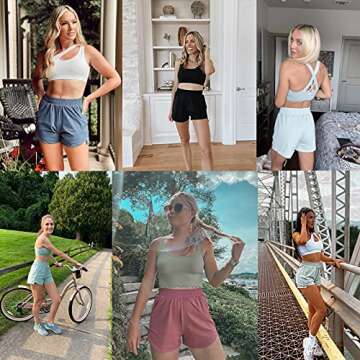 RUNNING GIRL Women’s 3” Running Quick-Dry Athletic Shorts with Zipper Pockets Elastic Waist Gym Outdoor Beach Hiking Workout Volleyball(DK2730_1Pink_S) Pink