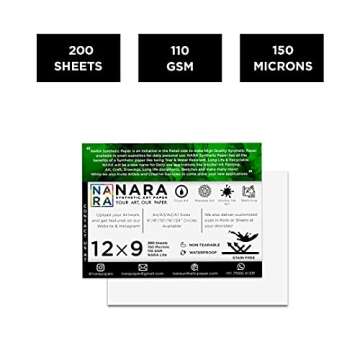 NARA Alcohol Ink Paper | White | 12 inches x 9 inches (12”x9”) | 150 microns/110 GSM | 200 Sheet...