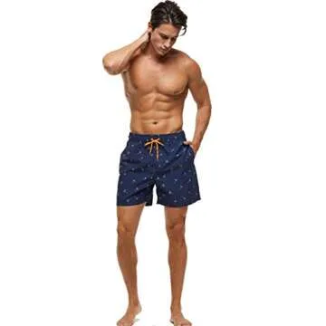 SILKWORLD Men's Quick Dry Swim Trunks with Pockets