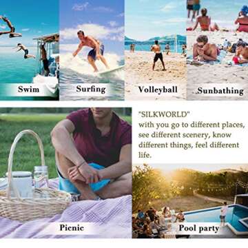 SILKWORLD Men's Quick Dry Swim Trunks with Pockets
