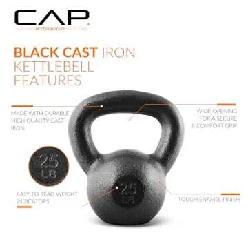 CAP Barbell Black Cast Iron Kettlebell | 25 Pounds