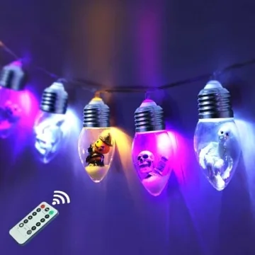 Halloween Bulb String Lights - 12 LED Battery Operated 8.2 FT for Festive Decor
