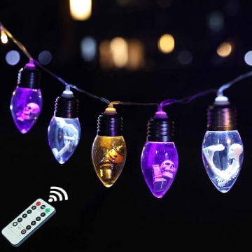 Halloween Bulb String Lights - 12 LED Battery Operated