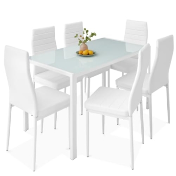 Best Choice Products 7-Piece Glass Dining Set, Modern Kitchen Table Furniture for Dining Room, Dinet...