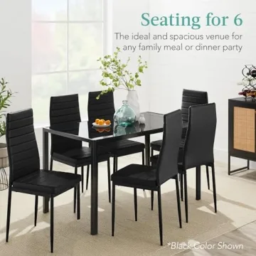 Stylish 7-Piece Glass Dining Set for Compact Spaces
