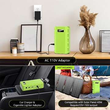 powkey Portable Power Station with AC Outlet, 65W/110V External Battery Pack 24000mAh/88.8Wh Power Pack, Portable Power Source Supply Backup for Outdoor Tent Camping Home Office