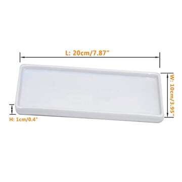 Ceramic Vanity Tray Small Rectangle, Bathroom Candle White Tray, Organizer for Candle, Soap, Jewelry...