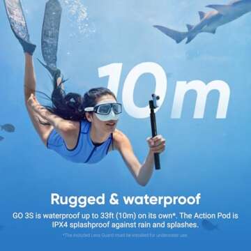 Insta360 GO 3S - 128 GB White 4K Tiny Portable Vlogging Camera, Hands-Free POVs, Mount Anywhere, Stabilization, 140 Min Battery Life, 10m Waterproof, Apple Find My, Pet POV