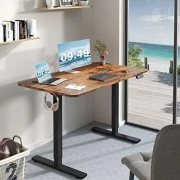 Furmax Electric Height Adjustable Standing Desk - Large 48 x 24 Inches, Sit Stand Up Desk for Home O...