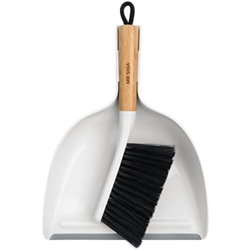 Compact MR.SIGA Dustpan and Brush Set with Bamboo Handle