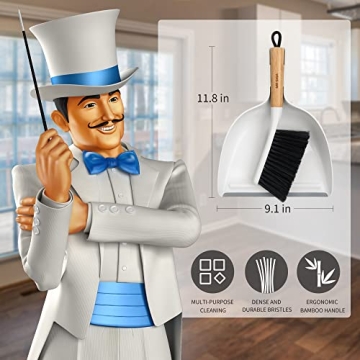 Compact MR.SIGA Dustpan and Brush Set with Bamboo Handle