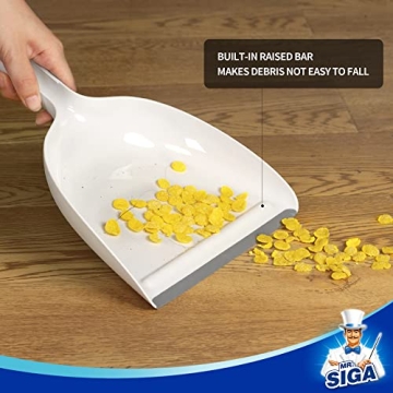 Compact MR.SIGA Dustpan and Brush Set with Bamboo Handle