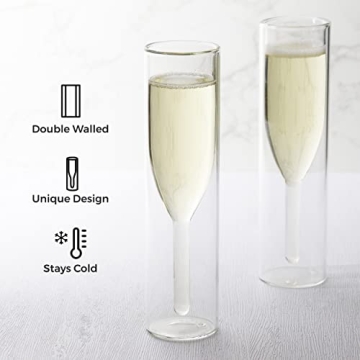 CORK GENIUS Insulated Stemless Champagne Flutes Gift