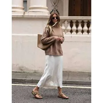 Zeagoo Silk Skirts for Women Midi High Waisted Skirt Elegant Satin Skirts Fall