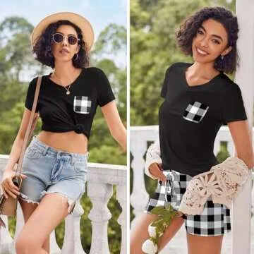 Ekouaer Pajama Sets Soft Short Sleeve Women Sleepwear