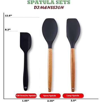 ORIGRACE Heat Resistant Silicone Spatulas Set for Nonstick Cookware, Wooden Handle Rubber Spatulas Gray, Kitchen Cooking Spoon Spatula Utensils Set Non-Stick Baking&Mixing Scraper Silicon Spatula sets