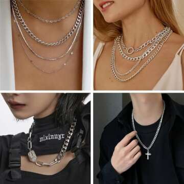 [16.5 FT] Silver Curb Chains for Jewelry Making, 7mm Wide 304 Stainless Steel Cuban Link Chain Roll Bulk for DIY Jewelry Making Craft