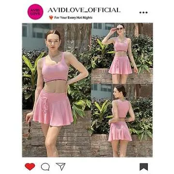 Avidlove Lingerie Skirts Women Pleated Mini Skirt High Waist Drawstring Ruffle Skater Skirt(Pink,M)